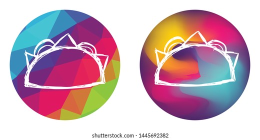 Rainbow Polygon and Abstract Color Circle of Mexican Taco Tortilla Food. Vector Illustration for Graphic Design, Concept, Template, Card, Shirt, Poster, and More.