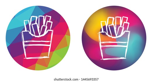 Rainbow Polygon and Abstract Color Circle of Tasty Fast food French Fries. Vector Illustration for Graphic Design, Concept, Template, Card, Shirt, Poster, and More.