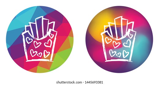 Rainbow Polygon and Abstract Color Circle of Tasty Fast food French Fries. Vector Illustration for Graphic Design, Concept, Template, Card, Shirt, Poster, and More.