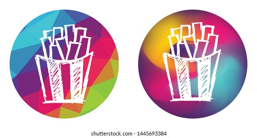 Rainbow Polygon and Abstract Color Circle of Tasty Fast food French Fries. Vector Illustration for Graphic Design, Concept, Template, Card, Shirt, Poster, and More.