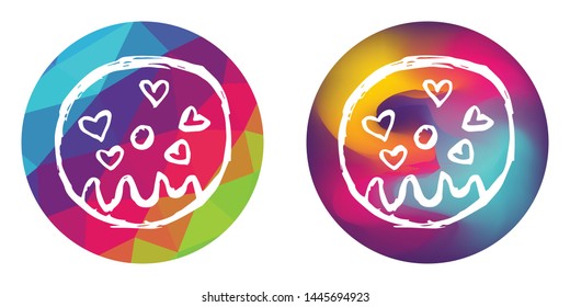 Rainbow Polygon and Abstract Color Circle of Donut Tasty and Delicious Food Dessert. Vector Illustration for Graphic Design, Concept, Template, Card, Shirt, Poster, and More.
