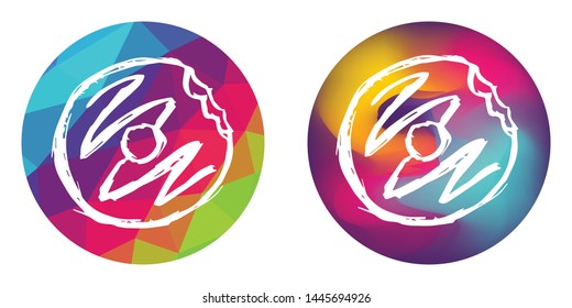 Rainbow Polygon and Abstract Color Circle of Donut Tasty and Delicious Food Dessert. Vector Illustration for Graphic Design, Concept, Template, Card, Shirt, Poster, and More.