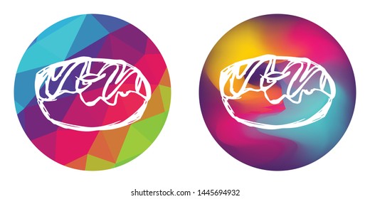 Rainbow Polygon and Abstract Color Circle of Donut Tasty and Delicious Food Dessert. Vector Illustration for Graphic Design, Concept, Template, Card, Shirt, Poster, and More.