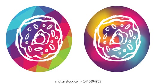 Rainbow Polygon and Abstract Color Circle of Donut Tasty and Delicious Food Dessert. Vector Illustration for Graphic Design, Concept, Template, Card, Shirt, Poster, and More.