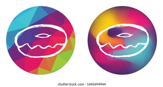 Rainbow Polygon and Abstract Color Circle of Donut Tasty and Delicious Food Dessert. Vector Illustration for Graphic Design, Concept, Template, Card, Shirt, Poster, and More.
