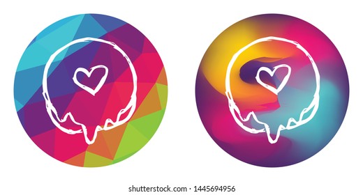 Rainbow Polygon and Abstract Color Circle of Donut Tasty and Delicious Food Dessert. Vector Illustration for Graphic Design, Concept, Template, Card, Shirt, Poster, and More.