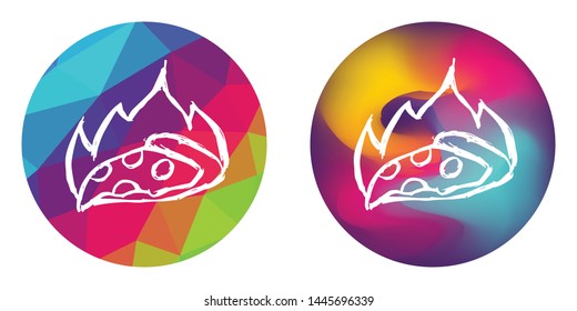 Rainbow Polygon and Abstract Color Circle of Italian Fast Food Pizza for Restaurant and Cafe. Vector Illustration for Graphic Design, Concept, Template, Card, Shirt, Poster, and More.
