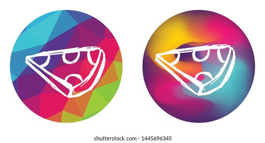 Rainbow Polygon and Abstract Color Circle of Italian Fast Food Pizza for Restaurant and Cafe. Vector Illustration for Graphic Design, Concept, Template, Card, Shirt, Poster, and More.
