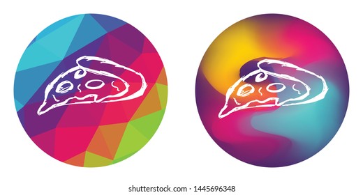 Rainbow Polygon and Abstract Color Circle of Italian Fast Food Pizza for Restaurant and Cafe. Vector Illustration for Graphic Design, Concept, Template, Card, Shirt, Poster, and More.