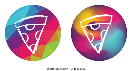 Rainbow Polygon and Abstract Color Circle of Italian Fast Food Pizza for Restaurant and Cafe. Vector Illustration for Graphic Design, Concept, Template, Card, Shirt, Poster, and More.