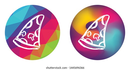 Rainbow Polygon and Abstract Color Circle of Italian Fast Food Pizza for Restaurant and Cafe. Vector Illustration for Graphic Design, Concept, Template, Card, Shirt, Poster, and More.