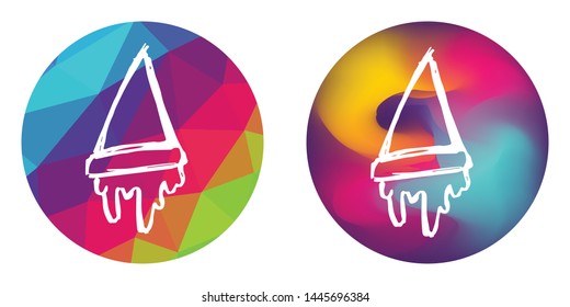 Rainbow Polygon and Abstract Color Circle of Italian Fast Food Pizza for Restaurant and Cafe. Vector Illustration for Graphic Design, Concept, Template, Card, Shirt, Poster, and More.