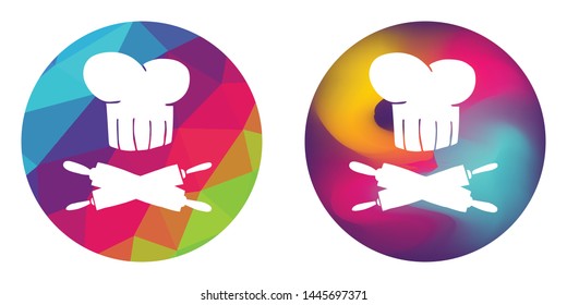 Rainbow Polygon and Abstract Color Circle of Chef Hat and Rolling Pin For Cooking. Vector Illustration for Graphic Design, Concept, Template, Card, Shirt, Poster, and More.