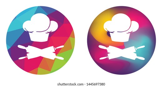 Rainbow Polygon and Abstract Color Circle of Chef Hat and Rolling Pin For Cooking. Vector Illustration for Graphic Design, Concept, Template, Card, Shirt, Poster, and More.