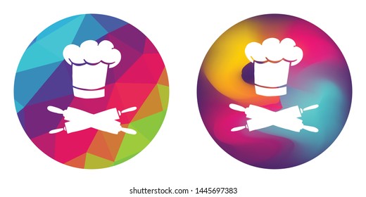 Rainbow Polygon and Abstract Color Circle of Chef Hat and Rolling Pin For Cooking. Vector Illustration for Graphic Design, Concept, Template, Card, Shirt, Poster, and More.