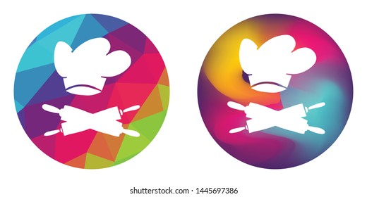 Rainbow Polygon and Abstract Color Circle of Chef Hat and Rolling Pin For Cooking. Vector Illustration for Graphic Design, Concept, Template, Card, Shirt, Poster, and More.