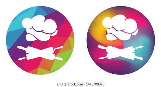 Rainbow Polygon and Abstract Color Circle of Chef Hat and Rolling Pin For Cooking. Vector Illustration for Graphic Design, Concept, Template, Card, Shirt, Poster, and More.