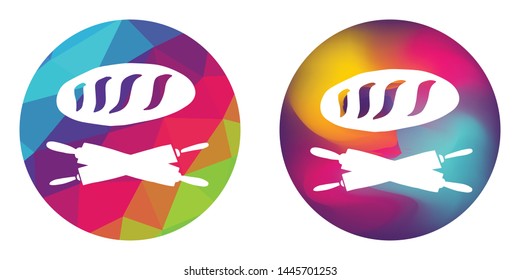 Rainbow Polygon and Abstract Color Circle of Baking Bread Food with Rolling Pin for Restaurant and Cafe. Vector Illustration for Graphic Design, Concept, Template, Card, Shirt, Poster, and More.
