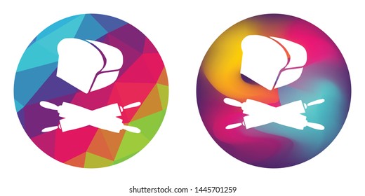 Rainbow Polygon and Abstract Color Circle of Baking Bread Food with Rolling Pin for Restaurant and Cafe. Vector Illustration for Graphic Design, Concept, Template, Card, Shirt, Poster, and More.