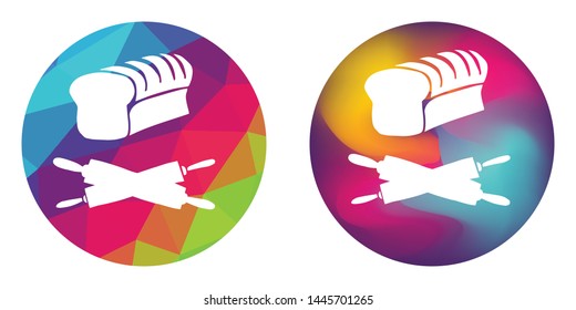 Rainbow Polygon and Abstract Color Circle of Baking Bread Food with Rolling Pin for Restaurant and Cafe. Vector Illustration for Graphic Design, Concept, Template, Card, Shirt, Poster, and More.