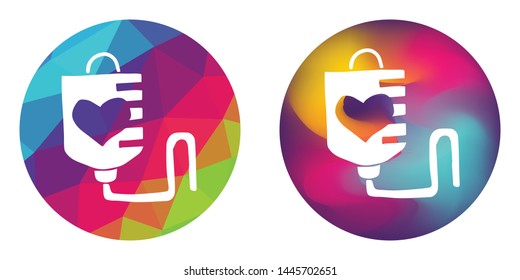 Rainbow Polygon and Abstract Color Circle of Blood Bag for Medical, Health Care, Hospital and Clinic. Vector Illustration for Graphic Design, Concept, Template, Card, Shirt, Poster, and More.