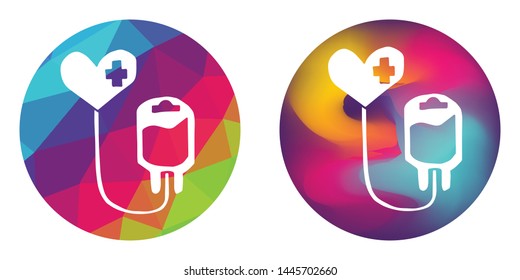 Rainbow Polygon and Abstract Color Circle of Blood Bag for Medical, Health Care, Hospital and Clinic. Vector Illustration for Graphic Design, Concept, Template, Card, Shirt, Poster, and More.