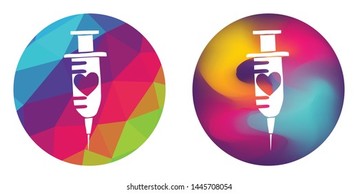 Rainbow Polygon and Abstract Color Circle of Injection for Medical, Health Care, Hospital and Clinic. Vector Illustration for Graphic Design, Concept, Template, Card, Shirt, Poster, and More.