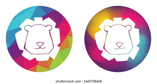Rainbow Polygon and Abstract Color Circle of Animal Lion King. Vector Illustration for Graphic Design, Concept, Template, Card, Shirt, Poster, and More.