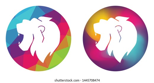 Rainbow Polygon and Abstract Color Circle of Animal Lion King. Vector Illustration for Graphic Design, Concept, Template, Card, Shirt, Poster, and More.