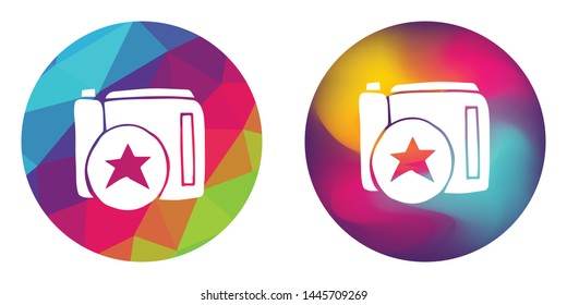 Rainbow Polygon and Abstract Color Circle of Camera Technology for Photography and Video. Vector Illustration for Graphic Design, Concept, Template, Card, Shirt, Poster, and More.