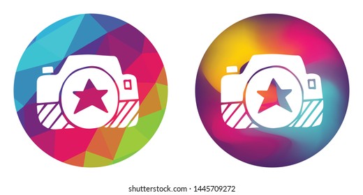 Rainbow Polygon and Abstract Color Circle of Camera Technology for Photography and Video. Vector Illustration for Graphic Design, Concept, Template, Card, Shirt, Poster, and More.