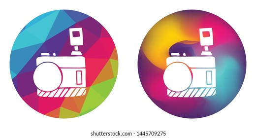 Rainbow Polygon and Abstract Color Circle of Camera Technology for Photography and Video. Vector Illustration for Graphic Design, Concept, Template, Card, Shirt, Poster, and More.