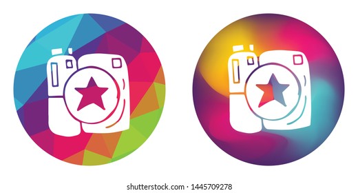 Rainbow Polygon and Abstract Color Circle of Camera Technology for Photography and Video. Vector Illustration for Graphic Design, Concept, Template, Card, Shirt, Poster, and More.
