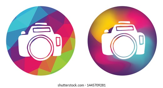 Rainbow Polygon and Abstract Color Circle of Camera Technology for Photography and Video. Vector Illustration for Graphic Design, Concept, Template, Card, Shirt, Poster, and More.