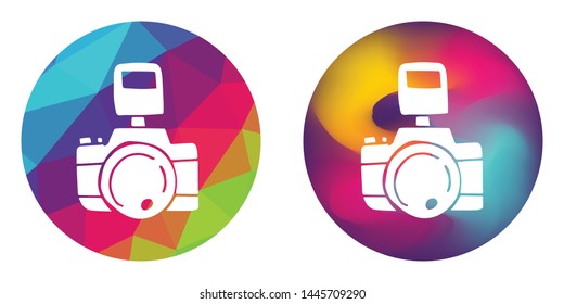 Rainbow Polygon and Abstract Color Circle of Camera Technology for Photography and Video. Vector Illustration for Graphic Design, Concept, Template, Card, Shirt, Poster, and More.