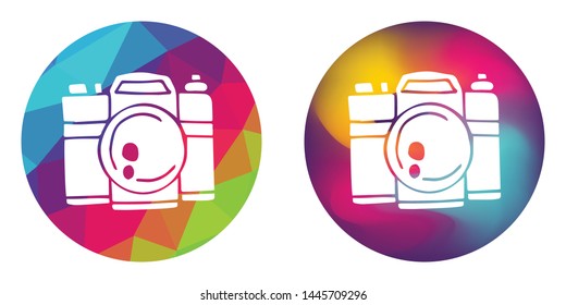Rainbow Polygon and Abstract Color Circle of Camera Technology for Photography and Video. Vector Illustration for Graphic Design, Concept, Template, Card, Shirt, Poster, and More.