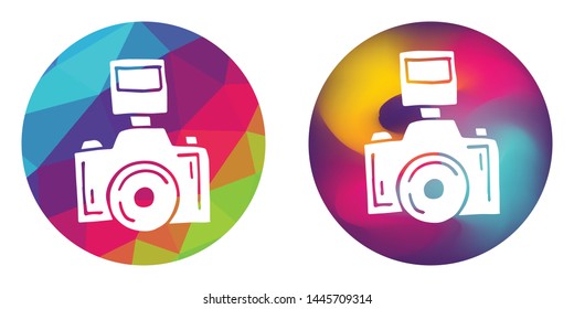 Rainbow Polygon and Abstract Color Circle of Camera Technology for Photography and Video. Vector Illustration for Graphic Design, Concept, Template, Card, Shirt, Poster, and More.