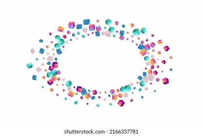 Rainbow Polygon Vector White Background. Gradient Metal Box Brochure. Geometric Rhombus Pattern. Iridescent Element Shiny Cover.