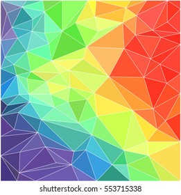 Rainbow Polygonal Background With White Contour