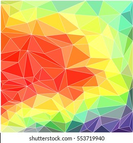 Rainbow Polygonal Background With White Contour
