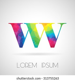 Rainbow Polygonal W Letter, design for Corporate Business Identity, alphabet letter