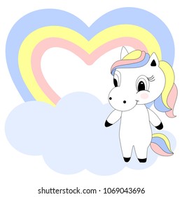 rainbow pony on the background of a rainbow heart