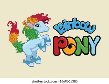 rainbow pony vector illustration for mascot, model for toy or doll company svg