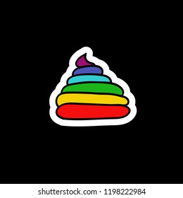 rainbow poo doodle icon