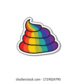 rainbow poo doodle icon, vector illustration