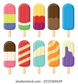 Rainbow Popsicle Summer Vector Illustration