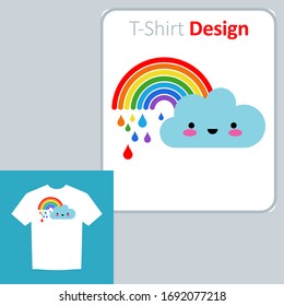 Rainbow. Positive pattern on the t-shirt. Vector illustration for web design or print.