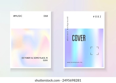 Rainbow Poster. Pink Abstract Paper. Holographic Fluid. Colorful Pearl Template. Gradient Background. Modern Effect. Fashion Banner. Blue Rainbow Poster
