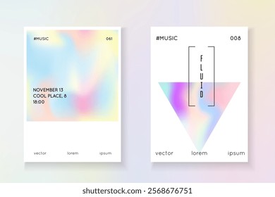 Rainbow Poster. Purple Iridescent Cover. Geometry Fluid. Chrome Banner. Vintage Effect. Isolated Metal Illustration. Color Background. Pink Rainbow Poster