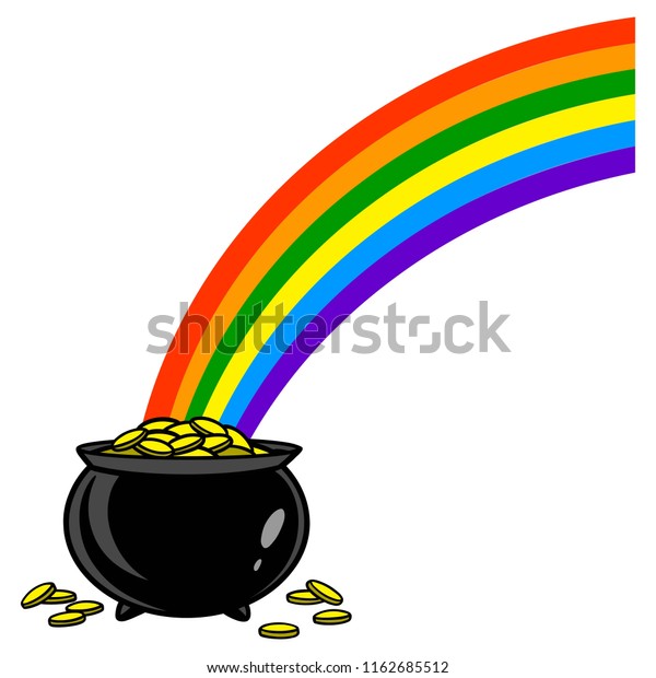 Rainbow Pot Gold Vector Cartoon Illustration Stock Vector (Royalty Free ...